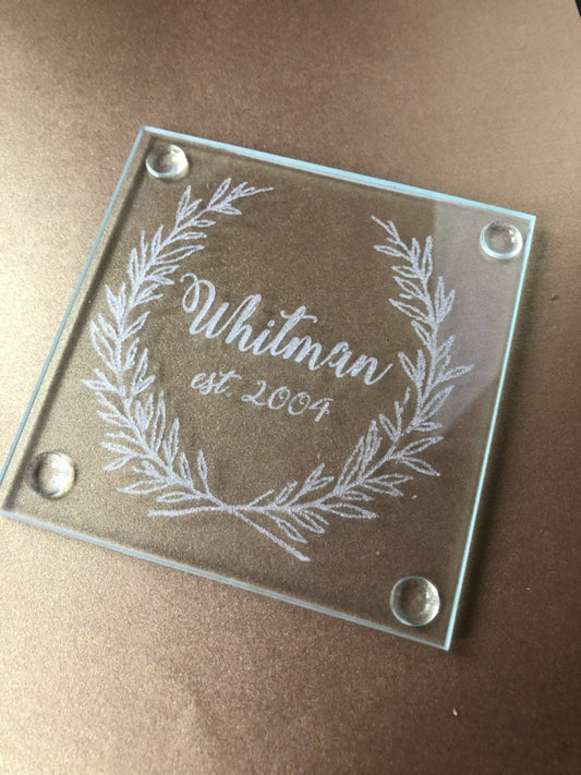 Custom Glass Coaster Set – Personalized Wedding or Logo Favor (Set of 4)