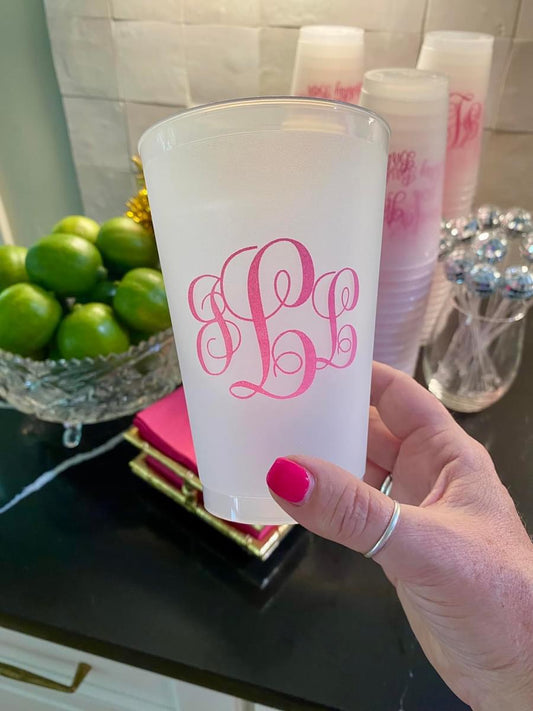 Frost Flex Monogrammed Party Cups, Personalized Wedding or Shower Drinkware