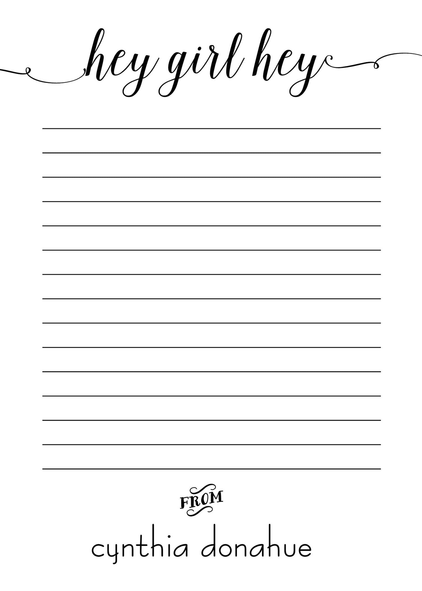Personalized Brush Script Notepad – Half-Letter Feminine Style