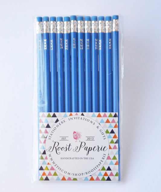 Personalized Name Pencils – Set of 12 with Gold Foil Engraving