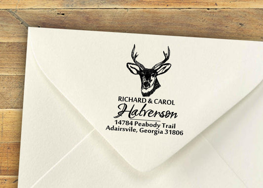 Deer Hunting Return Address Stamp – Personalized Self-Inking Buck Stamp