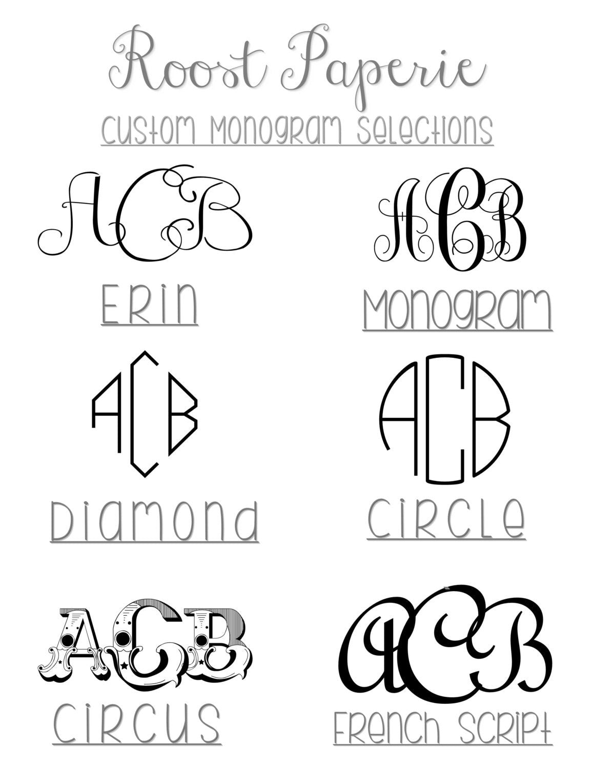 Monogram Stationery Set – Personalized Notecards in Cute Script Style