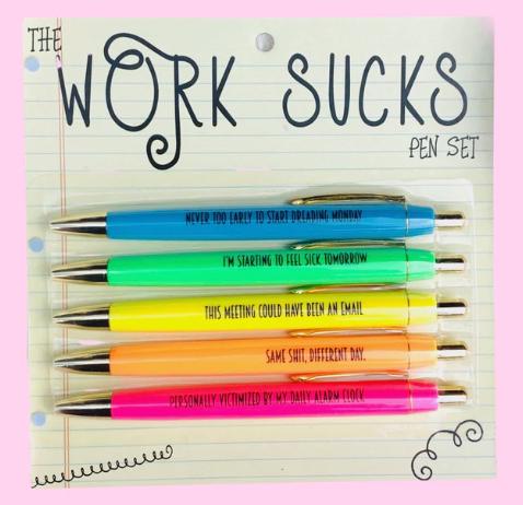 Work Sucks Pen Set – Sarcastic Desk Gift for the Office Rebel
