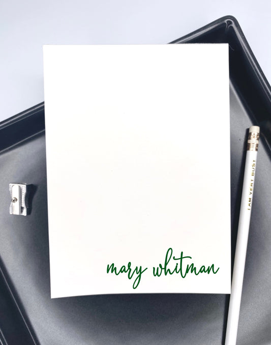 Feminine Script Notepad – Custom Name Desk Jotter