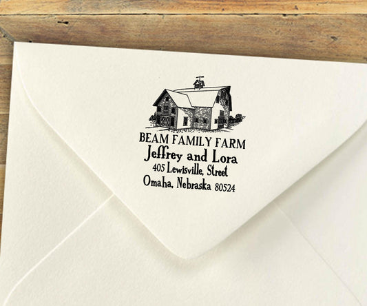Farm Logo Stamp – Custom Rubber Stamp with Animal, Cow, or Barn Design