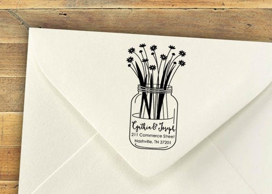 Mason Jar Return Address Stamp – Personalized for Teachers or Holiday Gifts