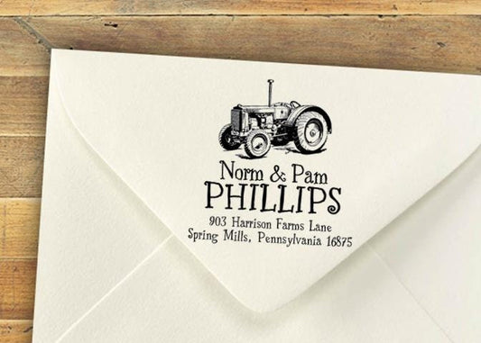 Farmhouse Return Address Stamp – Rustic Family Logo Design