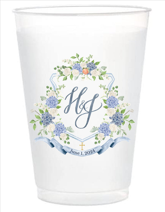 Full-Color Wedding Cups – Custom Monogram Frosted Cups for Events & Favors