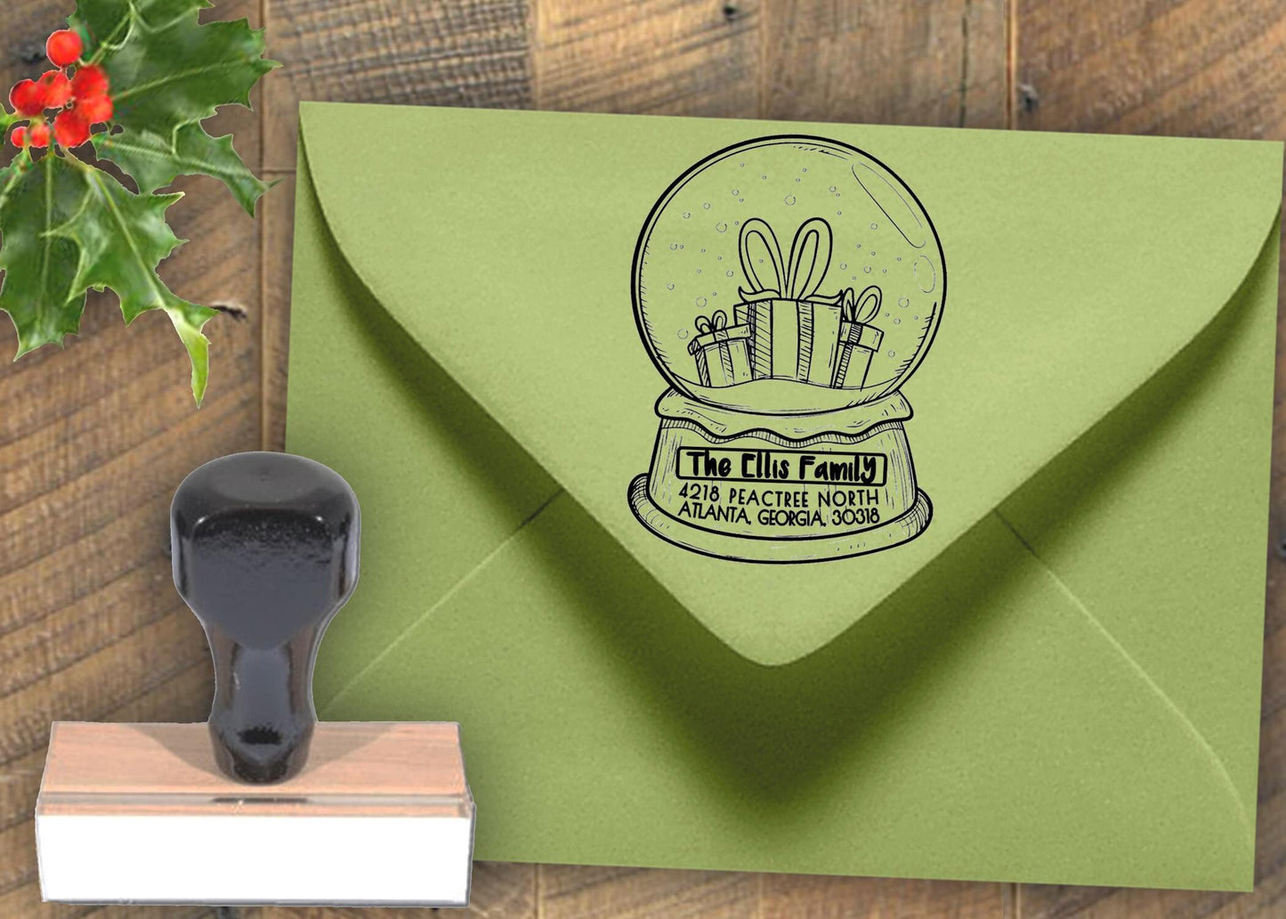 Christmas Return Address Stamp – Personalized Holiday Stamp for Cards & Gifts