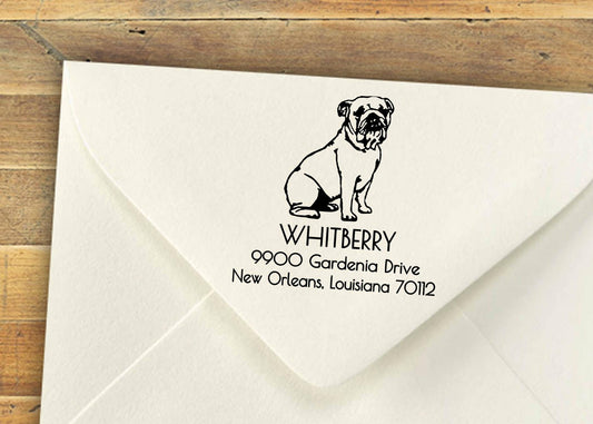 English Bulldog Rubber Stamp – Self-Inking Dog Address Stamp for Weddings