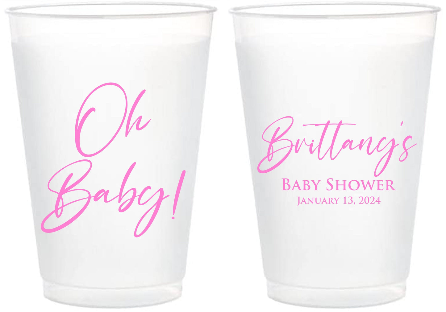 ‘Oh Baby!’ Frost Flex Cups – Shatterproof Baby Shower Cups for Sprinkle or Gift Giving