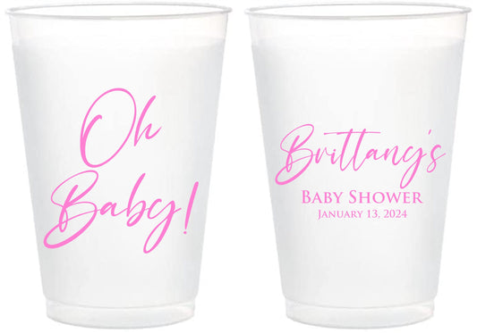 ‘Oh Baby!’ Frost Flex Cups – Shatterproof Baby Shower Cups for Sprinkle or Gift Giving