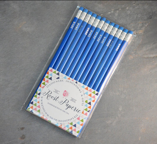 Personalized Name Pencils – Set of 12 with Gold Foil Engraving