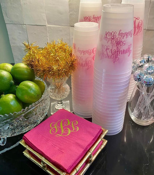 Frost Flex Monogrammed Party Cups, Personalized Wedding or Shower Drinkware