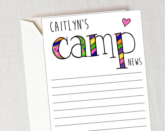 Summer Camp Stationery Set – Personalized Note Cards for Camp Letters