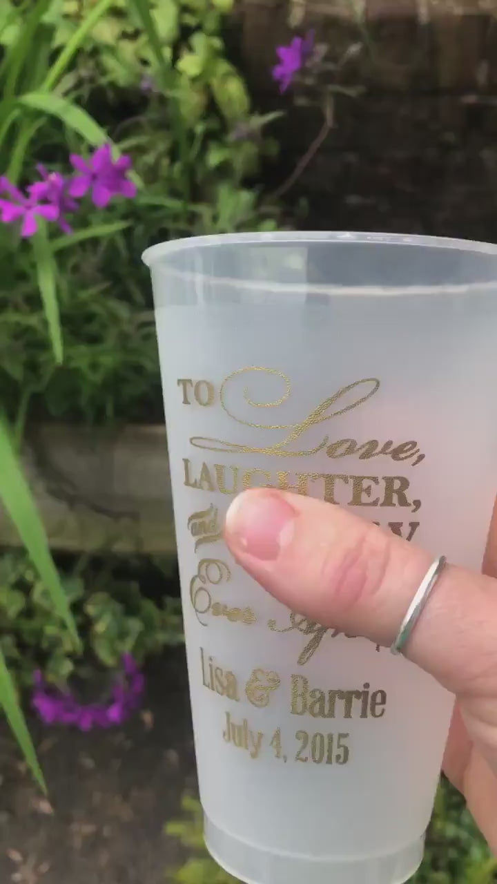 Personalized Wedding Cups, Frosted Cup, Shatterproof Frost Cups, Wedding Toast Cup, Custom Reception Bar Cups, Monogram Cups, Family Reunion